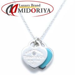TIFFANY&Co. ティファニー リターントゥティファニー ダブルハートタグ ネックレス ミニ ブルー 1Pダイヤモンド シルバー925 レディース/294305【中古】【BJ】