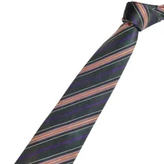 美品 BURBERRY BLACK LABEL バーバリーブラックレーベル シルク100％ レジメンタルストライプ柄 レギュラータイ ネクタイ グレー系 メンズ 古着 中古 USED