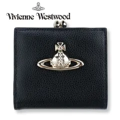 ヴィヴィアンウエストウッド 財布 がま口 二つ折り Vivienne Westwood EXECUTIVE MINI WALLET 13-20-951119-00 013 レザー 本革 ブラック ライトゴールド オーブ