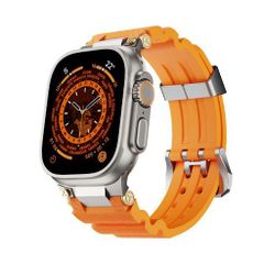 アップルウォッチバンド（Apple Watchバンド）メタルギアシリコンバンド【シルバー×オレンジ】42mm/44mm/45mm/46mm/49mm対応 [BELTIES]