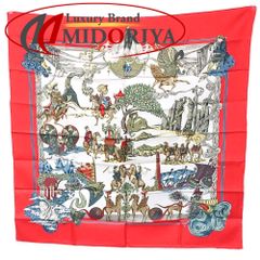 HERMES エルメス スカーフ カレ90 Au FIL de la SOIE 絹糸の赴くままに シルク レッド レディース/181588【中古】