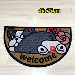 コイヤーマット　玄関マット　屋外用　DOG　四角　約45×75cm　welcome　ドッグ　イヌ　犬　薔薇　ローズ　送料無料