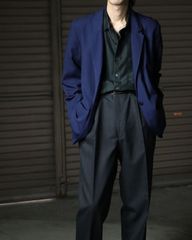 1990s- single breasted padless tailored jacket dark blue 90年代 シングルブレステッド パッドレス イージー テーラードジャケット ダークブルー ネイビー系