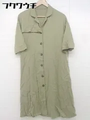 ◇　◎ AZUL BY MOUSSY アズールバイマウジー Vネック　スリット 五分袖 膝下丈 ワンピース サイズS カーキ レディース  【中古】 【1108030008375】のサムネイル