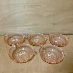 東洋ガラス　小皿　ピンク　小鉢　ガラス　昭和レトロ　ヴィンテージ　ざくろ　ビンテージ　5個セット