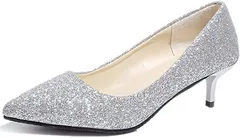 Beaumens(ビューメンス) レディース パンプス 靴 シューズ ローヒール ぺたんこ フラット スリッポン バレエ サンダル 黒 白 ブラック ホワイト 21センチ 21.5 22 25.5 3e 4e(シルバー,  24.5 cm E)