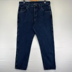 古着 ラングラー Wrangler デニムパンツ ストレート ワーク 5ポケット ジーンズ ジーパン 色落ち ヒゲ w36 L32  ブルー メンズ