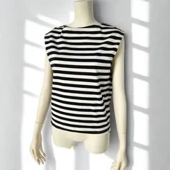 オペークドットクリップ OPAQUE.CLIP　ボーダートップス　ノースリーブトップス　白黒ボーダー　レディース