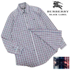 【B3448】【新品同様】BURBERRY BLACK LABEL バーバリーブラックレーベル 長袖シャツ ギンガムチェック ホースマーク サイズ40