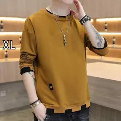 [XL]メンズ ファッション 服  オシャレ シンプル 大人 かっこいい 大きいサイズ ストリート 紳士服 長袖 T シャツ 韓国スタイル スリムフィット ラウンドネック 秋 トップス スウェットシャツ