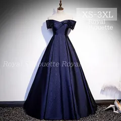 ナイトドレス パーティー ドレス ネイビー ブルー オフショルダー 結婚式 大きいサイズ ドレス 謝恩会 XS S M L XL LL 2XL XXL 3XL XXXL パーティー 姫系 発表会 披露宴 豪華 プリンセス ロング丈 フェミニン ラメ