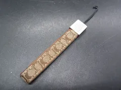 COACH コーチ シグネチャー キャンバス ストラップ バッグチャーム レディース メンズ ブラウン系 DF1395