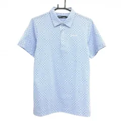 ★特価★【新品】スリクソンbyデサント 半袖ポロシャツ ライトブルー×白 総柄 吸汗速乾 UPF15 メンズ M ゴルフウェア SRIXON