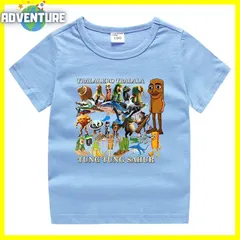 Tung Tung Tung Sahur トゥントゥントゥン サフール Itarian Brainrot イタリアンブレインロット半袖Tシャツ トップス 夏パジャマ 110 120 130 140 150 子供服キッズ服 tstc003 FR