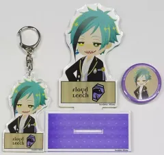 【中古】雑貨 フロイド・リーチ アクリルスタンド＆アクリルキーホルダー＆缶バッジ グッズ3種セット 「ディズニー ツイステッドワンダーランド×ZOZOTOWN」