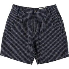 古着 エディーバウアー Eddie Bauer チェック柄 ツータック リネン×コットンショーツ ショートパンツ メンズw36相当/eaa565060