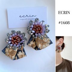 【#1608】ビーズ　フラワー　インドリボン　ハンドメイド　アクセサリー 1608】ビーズ フラワー インドリボン ハンドメイド アクセサリー