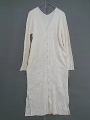 ◇ BEAUTY&YOUTH UNITED ARROWS Vネック リブニット 長袖 膝下丈 ワンピース オフホワイト レディース  【1205270002382】