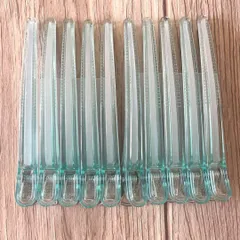 10本セット ヘアクリップ ダッカール 美容師 理容師 グリーン 薄緑 12.1cm シリコンラバー 滑り止め 髪留め 強力 業務用 サロン 備品 道具 セルフカット 散髪 ブロッキング ヘアセット 10個 跡がつかない プロ仕様 パステルカラー ミント