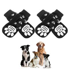 Ouriken  犬用 ニットソックス マジックテープ調整 滑り止め 防音 ルームソックス 部屋着 ペット用品 犬用品 4足セット Lサイズ