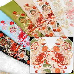 半襟 刺繍 半衿 振袖 成人式 大輪菊 松竹梅 桧扇紋様 日本製 京都 白 金 桃 赤 橙 ベージュ 抹茶 水色 黒 紫 レディース 卒業式 袴姿 フォーマル 送料無料 W22 オリジ t964 Si