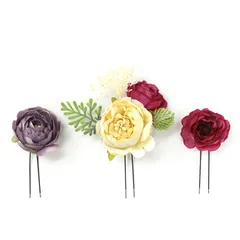 髪飾り 成人式 振袖 浴衣 袴 ３点セット 赤 紫 花 結婚式 入学式 入園式 卒園式 卒業式 七五三 ブライダル 前撮り 和装 日本製 かんざし フォーマル ドライフラワー 着物 花飾り エンジ×薄紫 W 30 323-206 u747　Si