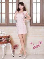 ピンク[OF05] [AOC3845-P-2504]【an /アン】ツイード/ ハートビジュー/ フリルショルダー/ ノースリーブ/ タイト/ ミニドレス/ キャバドレス