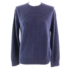 未使用品△HERMES エルメス 24AW 2604D1 カシミヤ100％ Hリフト 長袖 ニット セーター ネイビー系 40 英国製 正規品 レディース