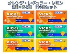 ヴィックス メディケイテッド ドロップ のど飴 オレンジ レギュラー レモン 3種×各2個ずつ 6個セット VICKS ヴイックス
