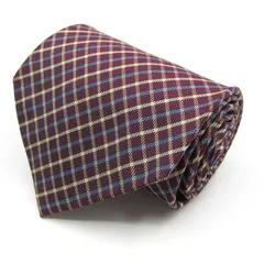 アクアスキュータム ブランド ネクタイ チェック柄 格子柄 シルク 韓国製 PO メンズ ワインレッド Aquascutum 【中古】