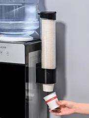 カップディスペンサー 本体 70個収納 ウォーターサーバー設置可能 紙コップ ロングホルダー  衛生的 フタ付 家庭用 コップスタンド 2色