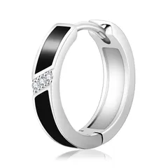 【在庫処分】男女兼用 シンプル 黒 ラウンドフープ ジルコニア 14金メッキ 金属アレルギー対応 リングピアス シルバー925 15mm ブラック メンズピアス 片耳 フープピアス KRKC&CO