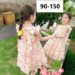 キッズ 子供服 ワンピース 女の子 キッズワンピース 夏 ノースリーブ 夏ワンピース ロングワンピース 子どもワンピース 柄ワンピース ドッド柄ワンピース 総柄 リゾートワンピース 夏 ゆったり 可愛い  ジュニア 薄手 KWGA008(90-150)