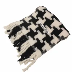 アクネ ストゥディオズ Acne Studios マフラー ストール フリンジ 千鳥格子 総柄 白 ホワイト 黒 ブラック 0514のサムネイル