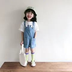 キッズオーバーオール（100サイズ/110サイズ/120サイズ/130サイズ/140サイズ）ショートパンツジーンズズボン子供服かわいい