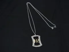 ■極美品■ NINA RICCI ニナリッチ ラインストーン ロゴモチーフ ネックレス ペンダント アクセサリー シルバー系×ゴールド系 DE6769