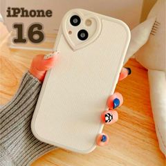 iPhone16 ケース ハート 韓国 ラテ ベージュ