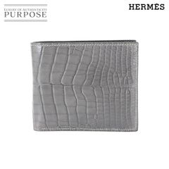 新品同様 エルメス HERMES MC2 コペルニクス アリゲーター 二つ折り 財布 グラファイト Y刻印 Wallet 90290083