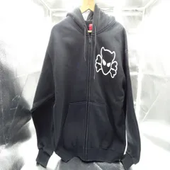 クリーニング済 CREAMSODA ブラックキャッツ パーカー Mサイズ 立ちネコ ピンクドラゴン 着丈64 身幅55 肩幅53 バックプリント ジップアップのサムネイル