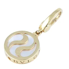 【正規 未使用】BVLGARI ロゴ刻印 白×金チャーム/ネックレスチェーン BVLGARI ブルガリ ロゴ ダイヤ ネックレス ブランドオフ K18WG