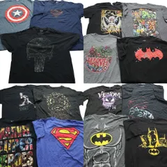 古着卸 まとめ売り マーベル DCコミック 半袖Tシャツ 15枚セット (メンズ XL ) キャプテンアメリカ スーパーマン ヴェノム 中古古着 NA2605
