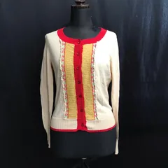 Clice de Paris【クリシェドゥパリス】コットン カーディガン【1/レディースS/アイボリー×赤】長袖/Tops/cardigan◆BJ089-cのサムネイル