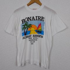 80s Golden Anchor Tシャツ スーベニアT ボネール島 ホワイト 40サイズ メンズ 古着 アメカジ