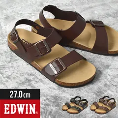 サンダル EDWIN エドウィン メンズ かかと付き カジュアル おしゃれ 春 夏用 靴 疲れない 27cm コルク 歩きやすい コンフォートサンダル フットベット 履き心地 シンプル ブラック ブラウン アウトドアのサムネイル