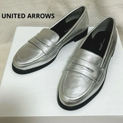 UNITEDARROWS tokyo 晴雨兼用 レインレザー ローファー 22.5 シルバー