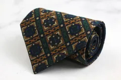 ミラショーン ブランド ネクタイ 小紋柄 ドット 格子柄 ウール イタリア製 PO メンズ ネイビー mila schon 【中古】