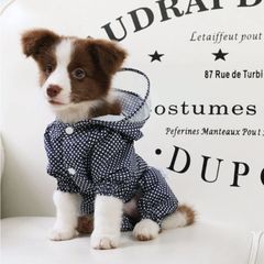 水玉レインコート 雨合羽 犬服 散歩服 ペット用レインコート 犬のレインコート