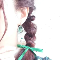 推し活 アクセサリー 概念グッズ イヤリング 痛くない ハート おしゃれ 大ぶり レディース 【 ハートウイング グリーン 緑 】