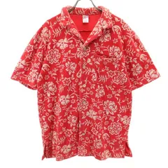 【中古】 クーティープロダクションズ オープンカラー パイル地 総柄 半袖 シャツ M 赤 COOTIE PRDCTNS メンズ 【210719】
