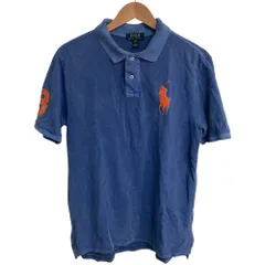 良品 POLO RALPH LAUREN ポロラルフローレン ビッグポニー 半袖 鹿の子 ポロシャツ カットソー XL 18-20 ブルー キッズ 古着 中古 USED